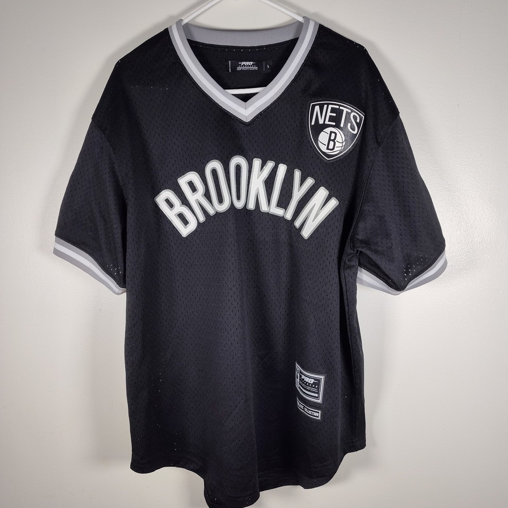Pro Standard Brooklyn Nets NBA Jersey Shirt Mens Large Black Grey Mesh Top